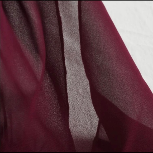 Sexy Plunging Neck Lantern Sleeve High Low Hem Top - Picture 8 of 8